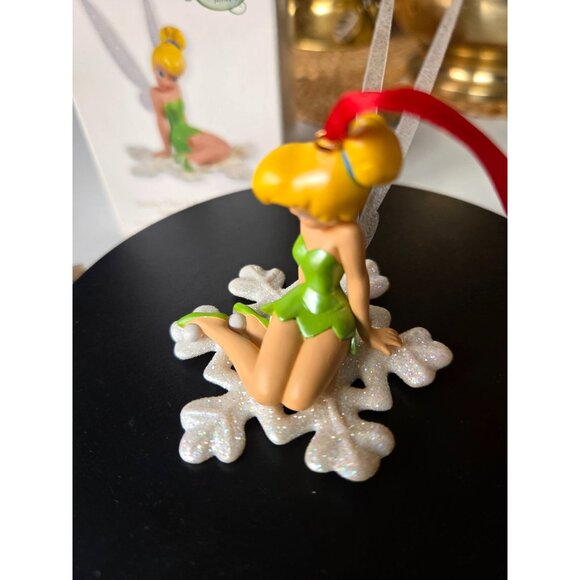 Disney Tinker Bell Christmas Ornament Sitting on Glitter Snowflake with Sparklin - Picture 7 of 9